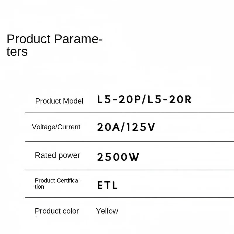 Juego de enchufes de repuesto elencados ETL, extremos de cable de extensión, bloqueo NEMA L5-20P 20A 125V, conector NEMA L5-20R, 1 Uds. - imagen 4