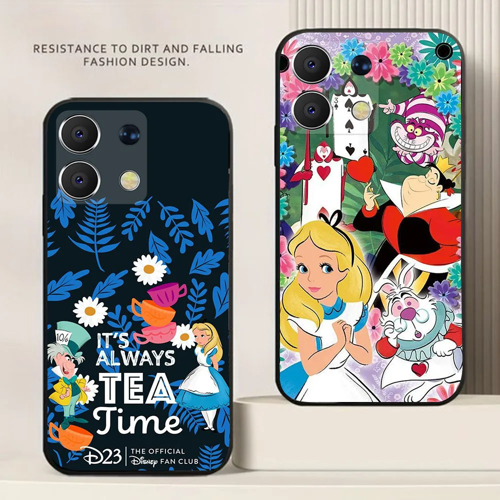 BD-1 Alice en el país de las maravillas funda negra para Xiaomi Redmi Note 13 13C 13R POCO X6 X7 M7 C65 Pro Plus - imagen 4