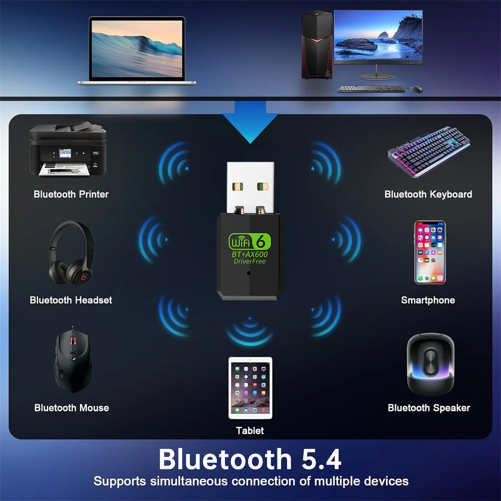 FENVI WIFI 6 AX600 adaptador WiFi USB Bluetooth 5,4 banda Dual 2,4G/5GHz 802.11AX controlador de tarjeta de red inalámbrica gratis para Win10/11 - imagen 4