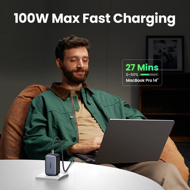 UGREEN 100W GaN Charger PD Fast Charger USB C Charger QC4.0 3.0 Quick Charge For Macbook Pro Laptop Tablet iPhone 15 14 13 Pro - imagen 5