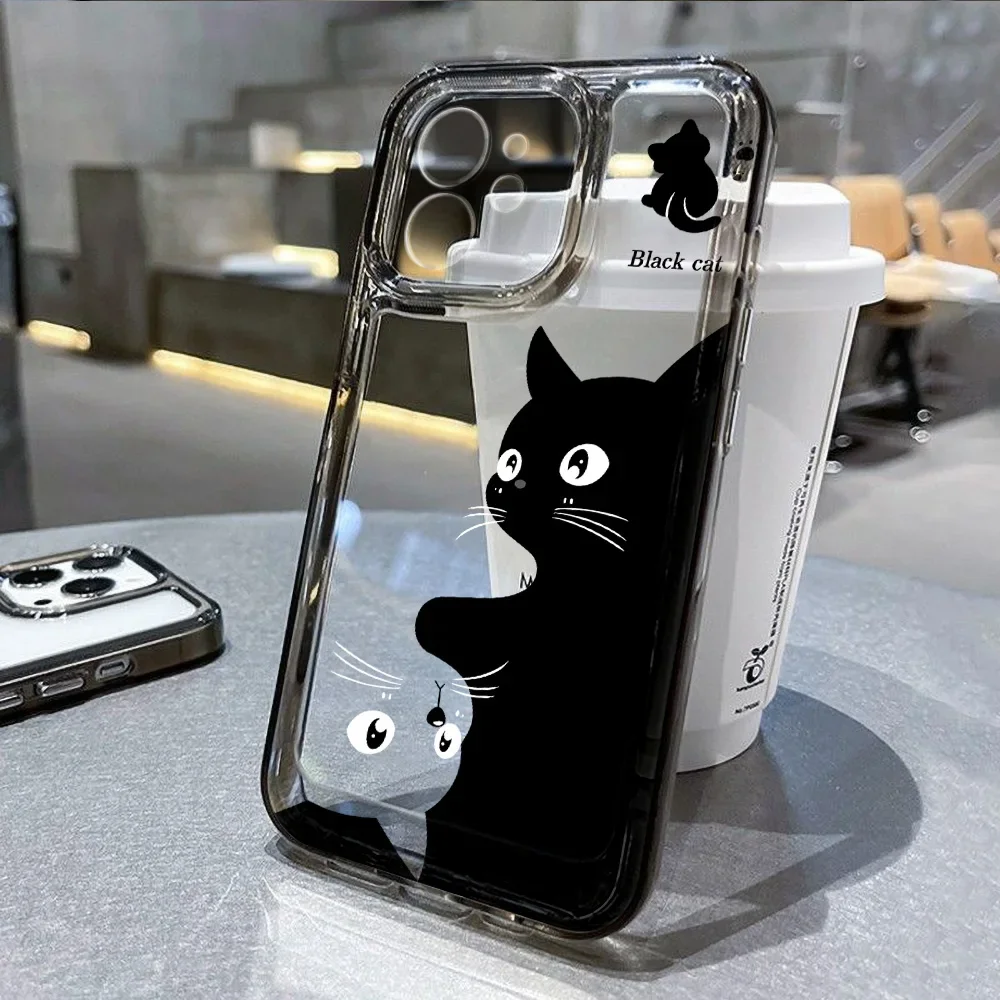 Funda de gato lindo para iPhone 16 15 14 13 12 11 Pro Max XS XR 7 8 Plus funda de silicona a prueba de golpes - imagen 2