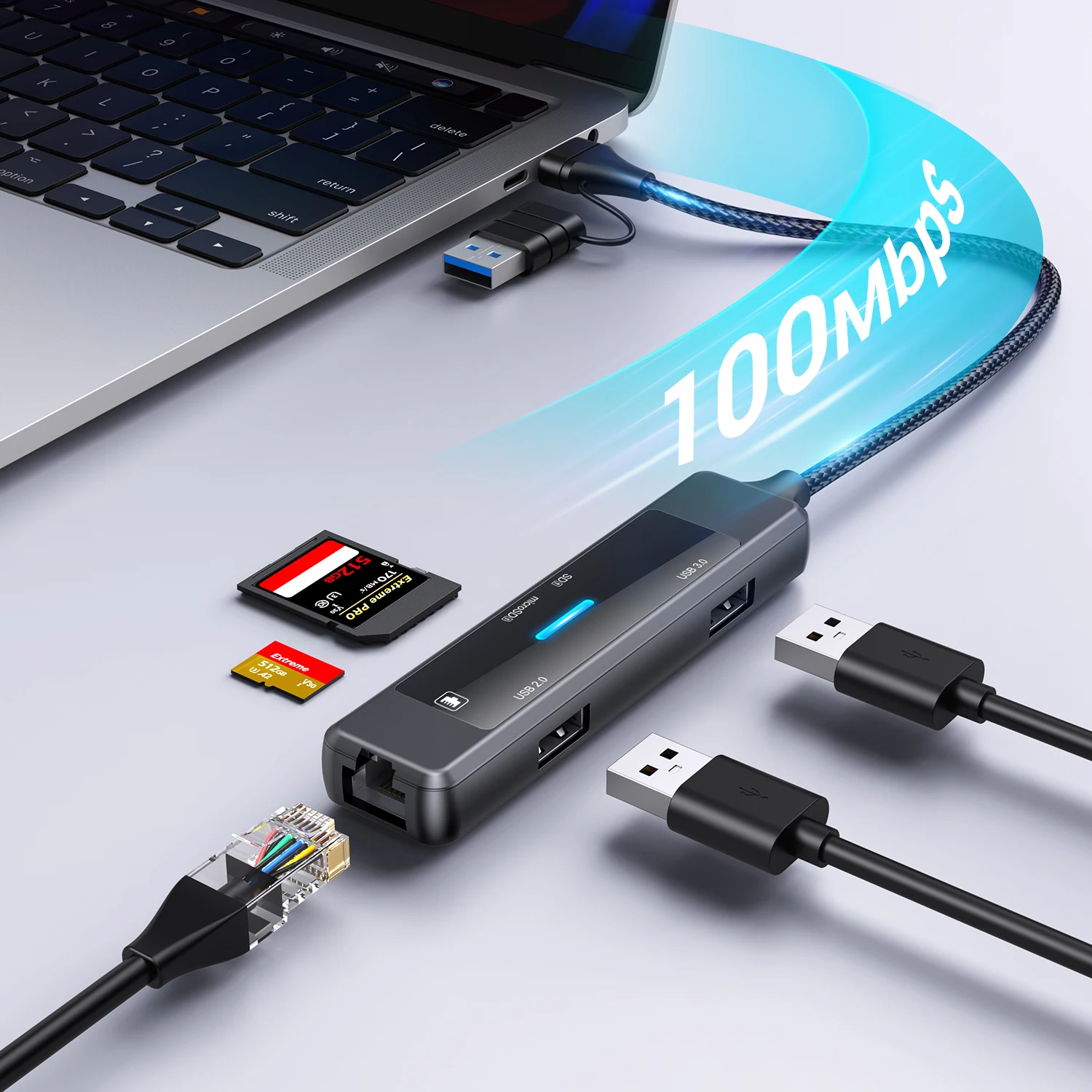 5-Port USB C Hub 4K HDMI Compatible with PD Fast Charge USB 3.0 & 2.0 Type-C Charging Dock for MacBook iPad Samsung - imagen 4