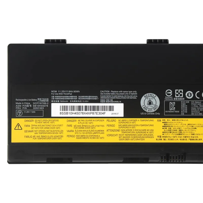00NY492 00NY493 batería del ordenador portátil para Lenovo ThinkPad P50 P51 P52 00NY490 00NY491 SB10H45075 SB10H45076 SB10H45078 L17L6P51 - imagen 3