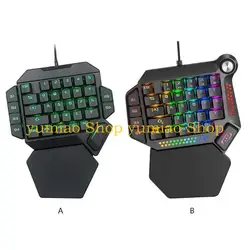 587b Mini teclado juego retroiluminado RGB sola mano para w/ muñequera para PC