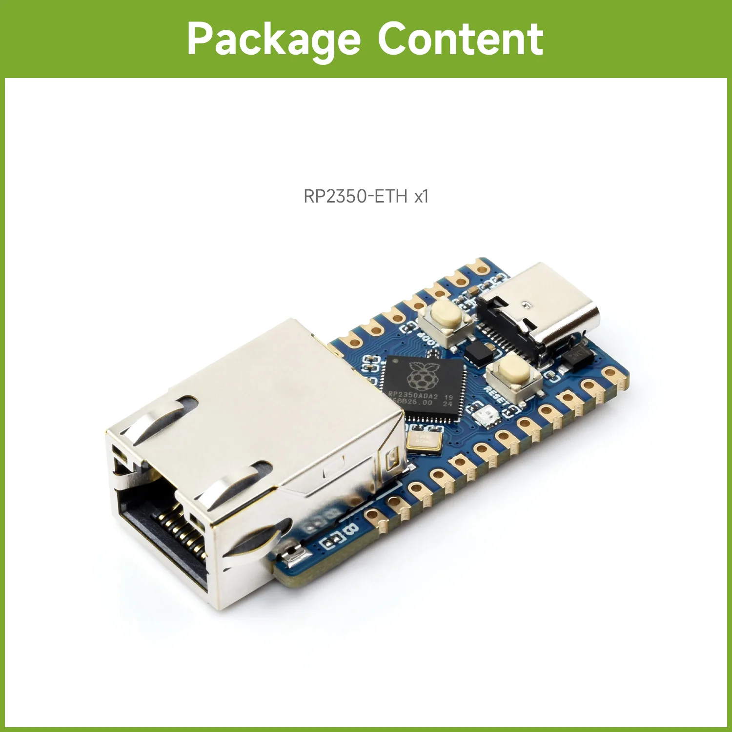 Mini placa de desarrollo Waveshare RP2350-ETH, módulo de puerto Ethernet RP2350, placa de desarrollo de microcontrolador Raspberry Pi