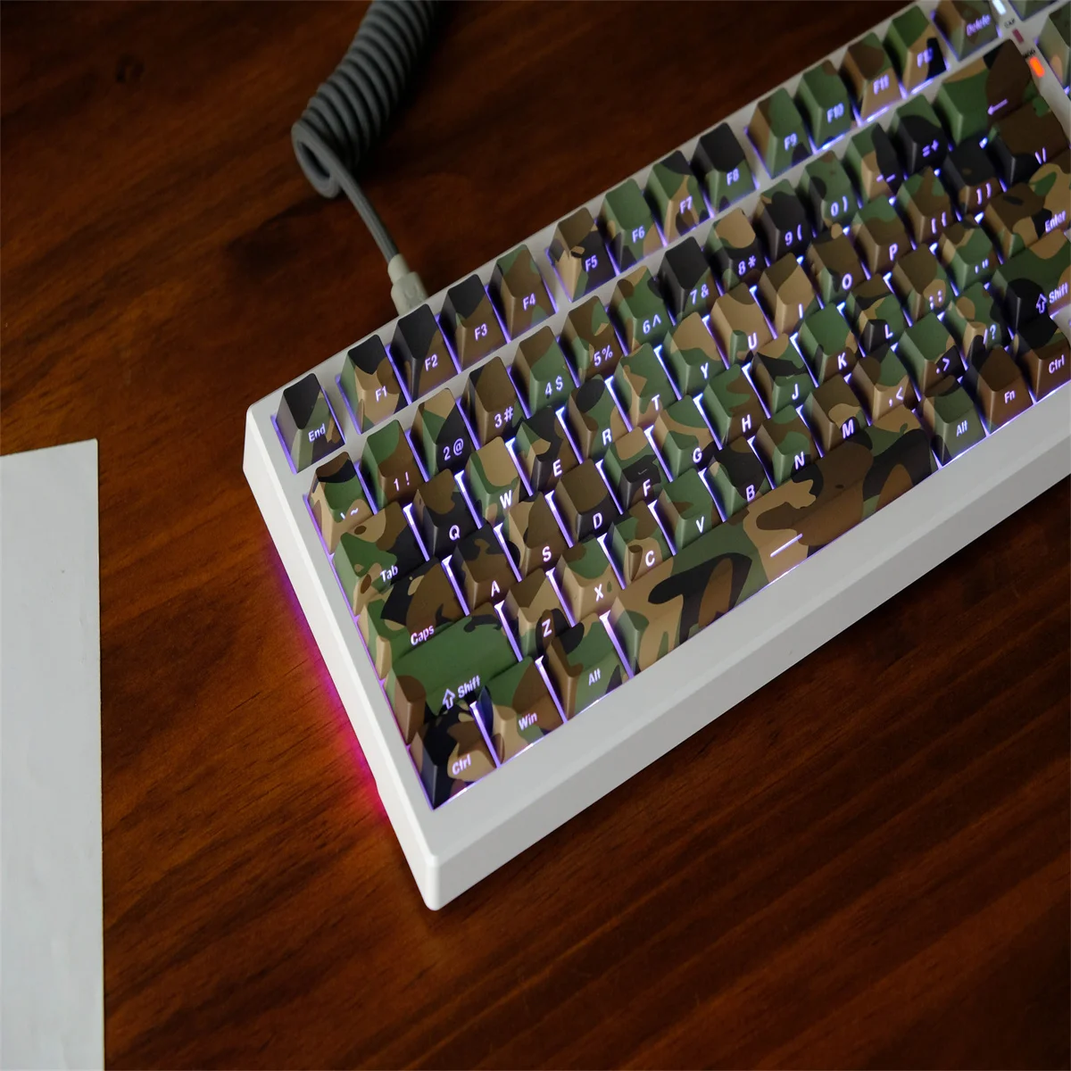 Teclas de transmisión de luz lateral de camuflaje, 136 teclas, Material PBT, perfil de cereza, DYE-SUB personalizado para teclado mecánico - imagen 5