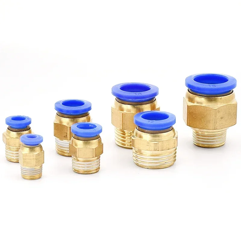 100 Uds accesorios neumáticos conectores de manguera PC 4mm 6mm 8mm 10mm rosca macho PT 1/4 1/8 1/2 piezas neumáticas de ajuste de liberación rápida - imagen 2