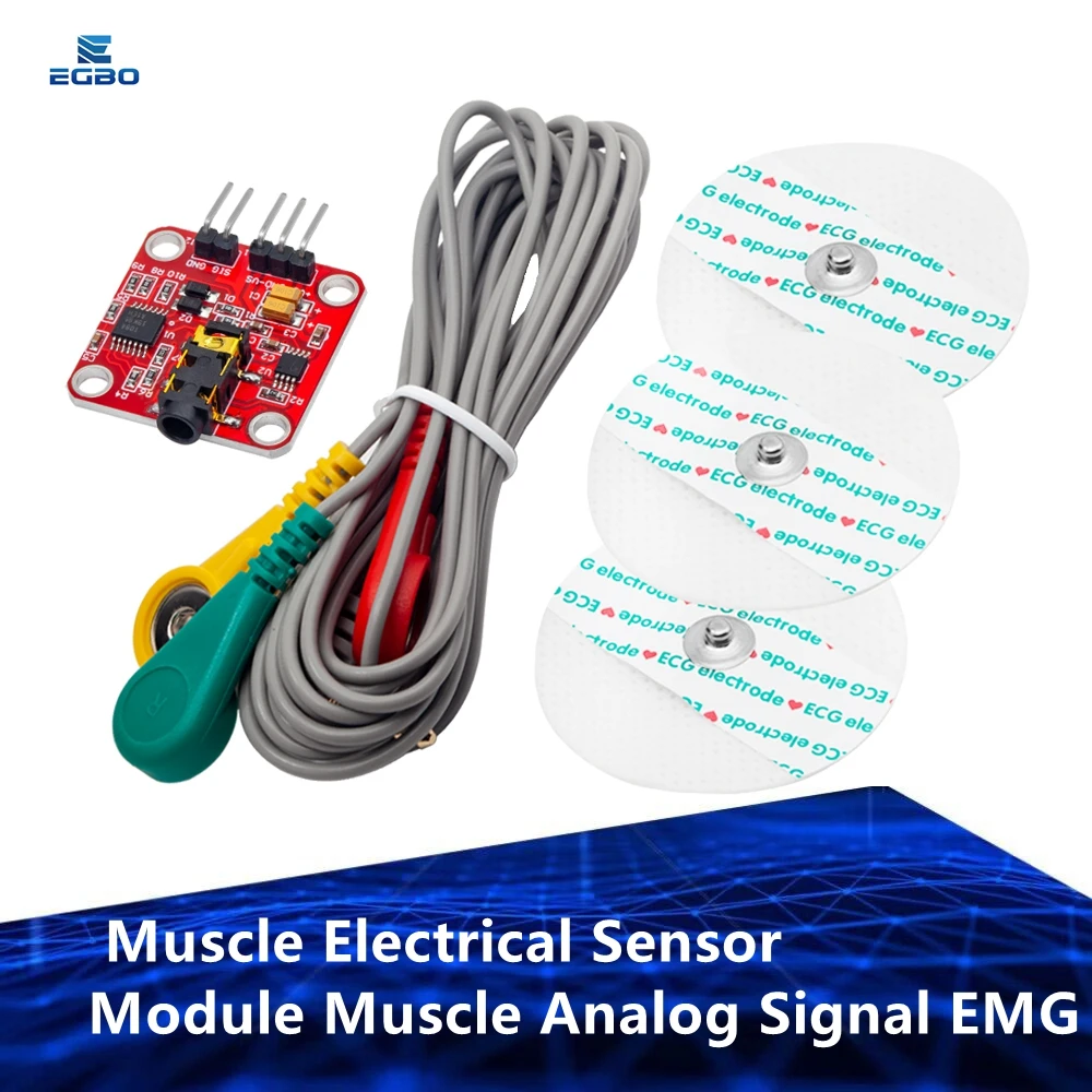 Módulo de Sensor eléctrico muscular EGBO, señal analógica muscular, colección de señales crudas EMG, Kit de desarrollo electrónico para Arduino
