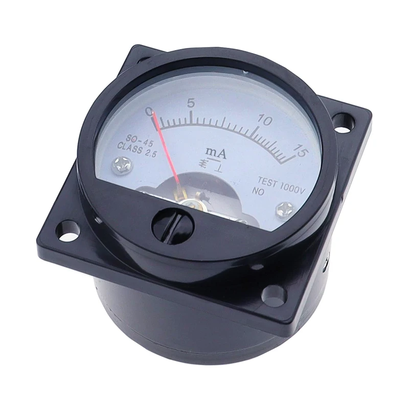 1 pieza 2,5 precisión DC 0-100mA amperímetro SO-45 clase medidor de panel analógico redondo negro 1 pieza 2,5 precisión DC0-10mA 0-100mA amperímetro - imagen 5
