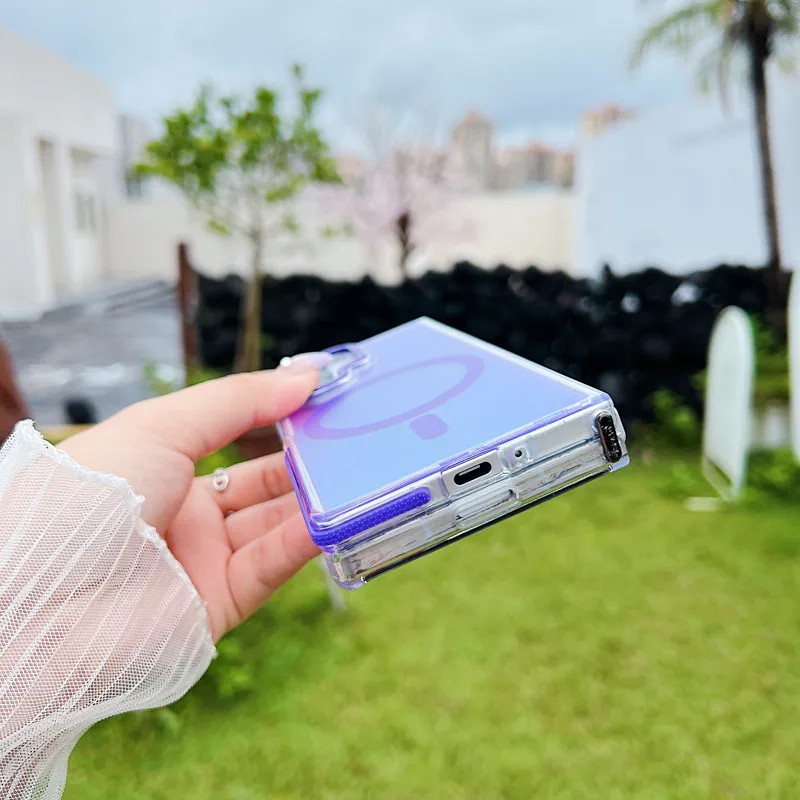 Para Samsung Galaxy Z Fold 6 funda magnética ELVEV camaleón anticaída suave TPU duro PC succión cubierta de teléfono plegable - imagen 4