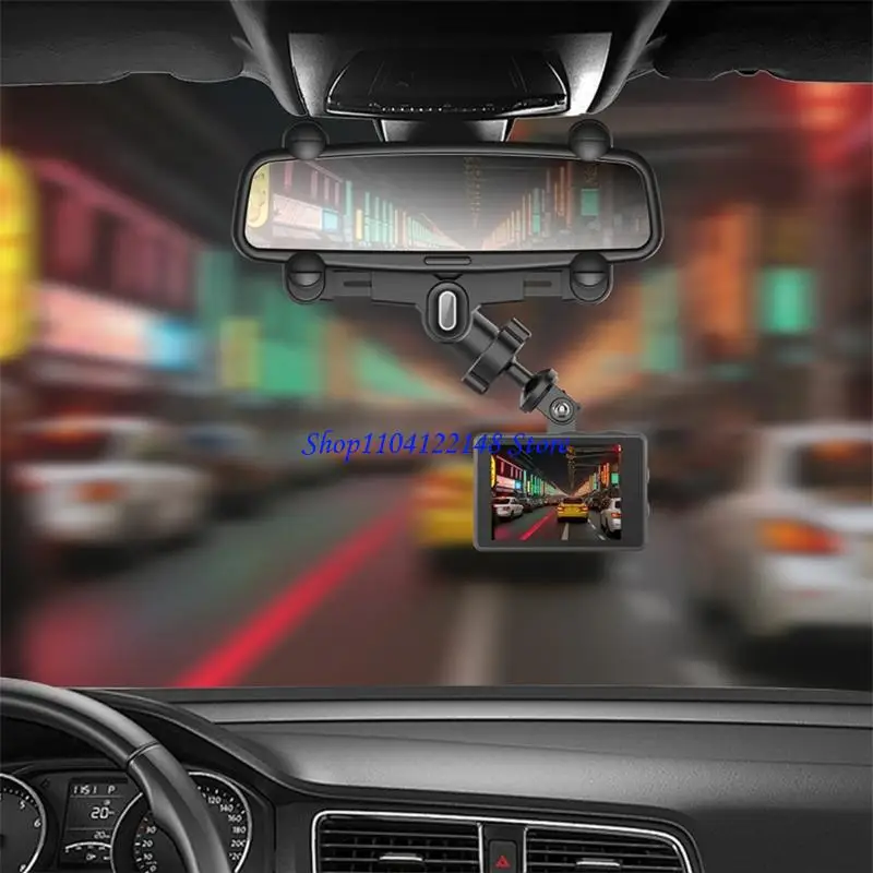 P9FA 360 grados soporte soporte automóvil ajustable para cámaras deportivas retrovisor soporte espejo con estabilidad - imagen 4