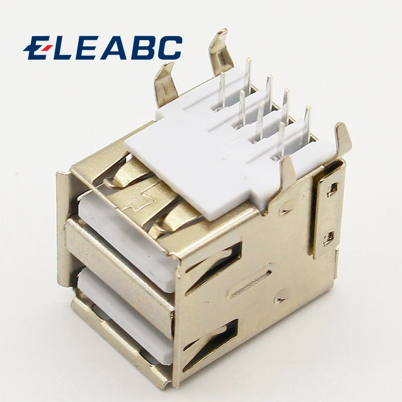 Conector de enchufe hembra tipo A USB, 2to1 conector blanco, juego G44 para conexión de datos, interfaz de carga, 10 unidades por lote