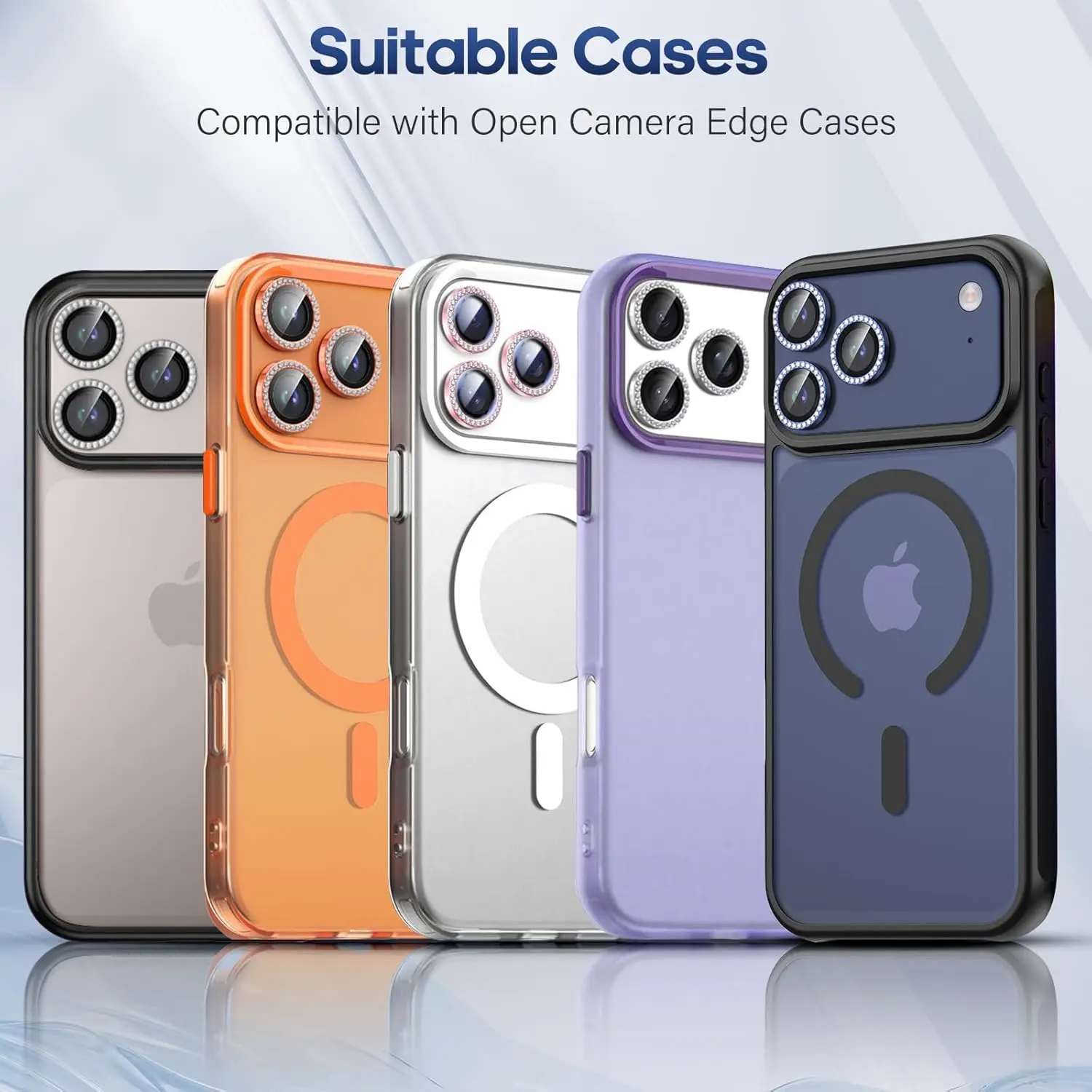 Funda protectora de lente de cámara con purpurina de diamante ostentoso para iPhone 17 Pro Max Air 16 Plus 16E 15 14 13 Mini accesorio de protección para teléfono - imagen 5