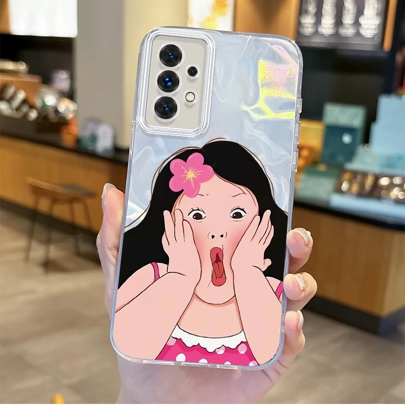 Funda de teléfono de dibujos animados de chica con personalidad para Samsung Galaxy S24, S23, S22, S21 Plus Ultra, A73, A72, A71, A55, A54, A53, cubierta mate a prueba de golpes - imagen 2