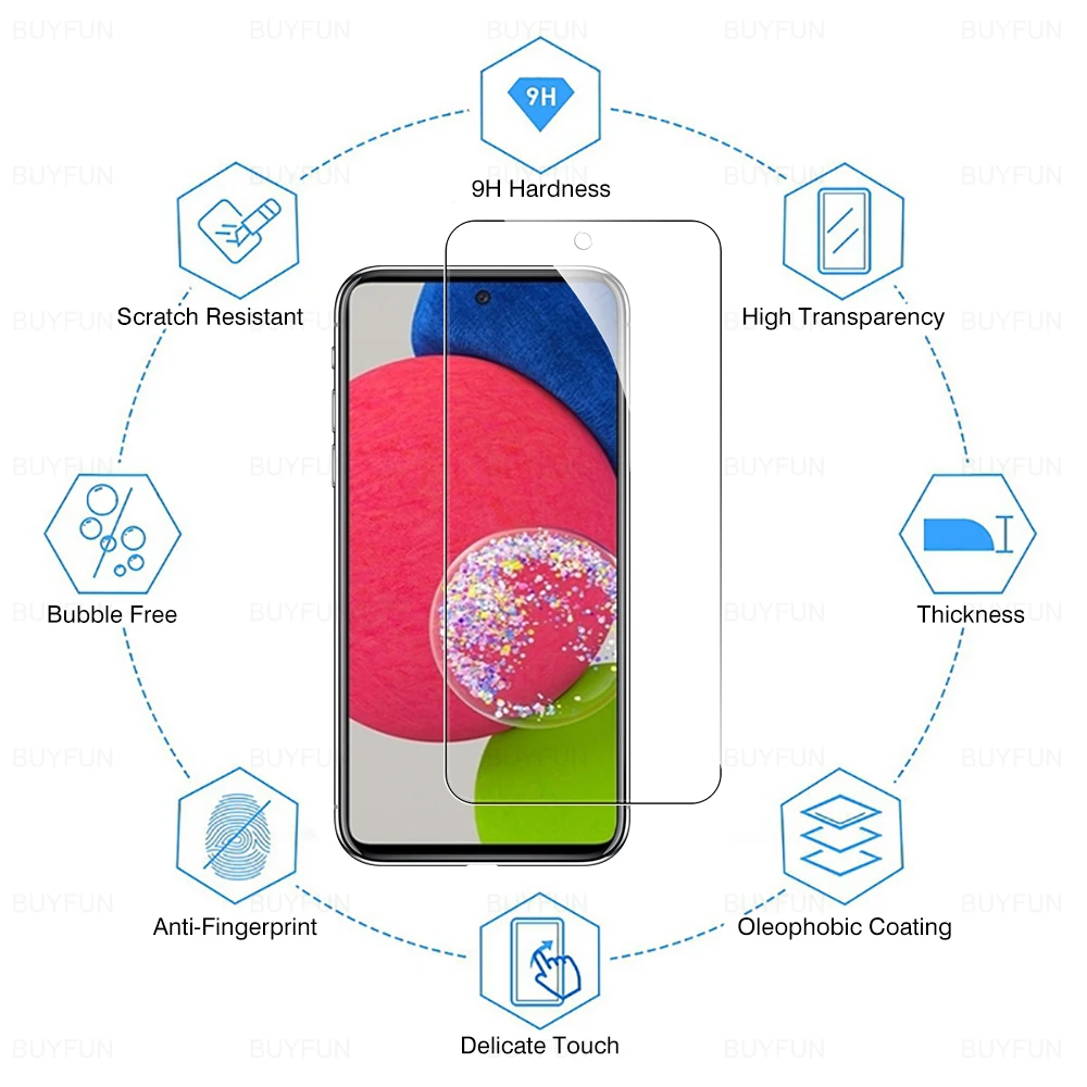 Protector de pantalla de vidrio templado para móvil, película protectora de cobertura completa para Samsung Galaxy A52, A52s, A53, 5G, M52, 5G, a 53, 2022, 9H, 4 unidades - imagen 3