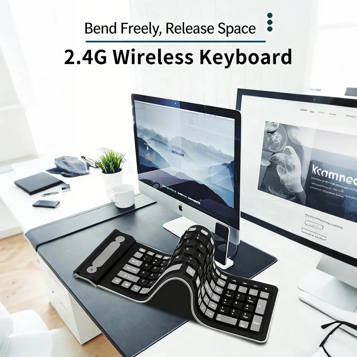 Teclado plegable portátil inalámbrico Bluetooth con panel táctil CNC teclado todo en uno para Apple Mac tabletas Android Notebook