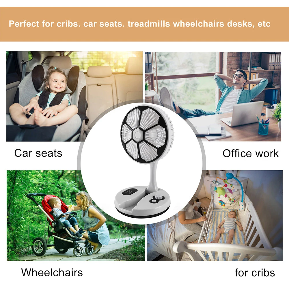 Ventilador eléctrico USB con función de luz nocturna, aire acondicionado plegable, retráctil tipo C, carga de bajo ruido para el hogar al aire libre - imagen 2