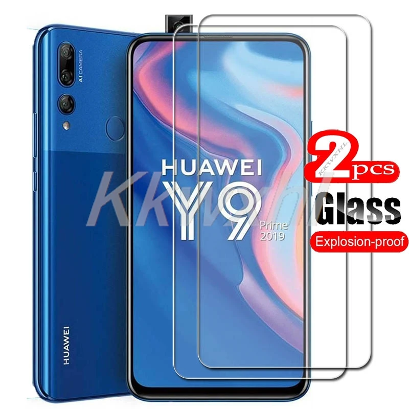 2 uds para Huawei Y9 Prime 2019 6,59 "cubierta de vidrio templado en HuaweiY9Prime Y9Prime P Smart Z Protector de pantalla película transparente