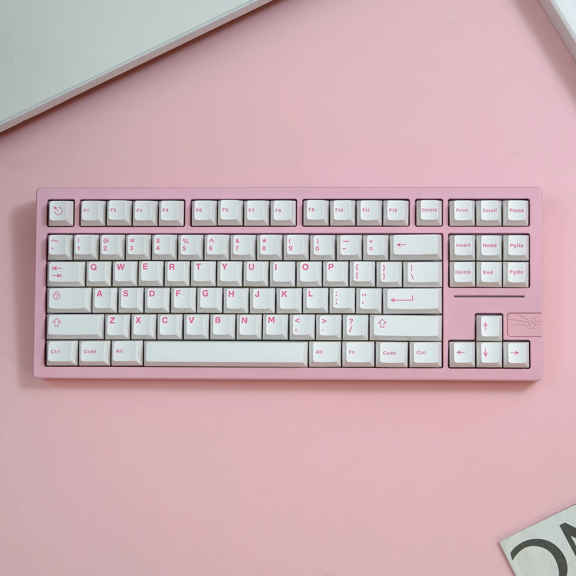Aifei 121 teclas ABS doble disparo blanco con letras rosas rojas altura cereza para teclado mecánico AULA F75 Ajazz Anne Pro 2 PC