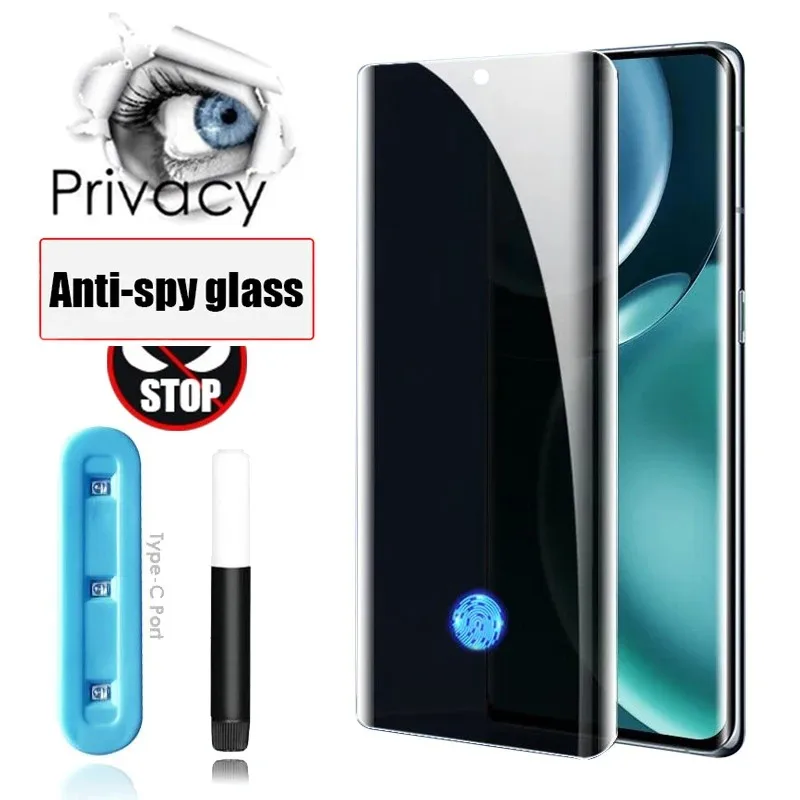 Protector de pantalla de privacidad antiespía, pegamento líquido completo UV, 2 uds., para Oneplus 7 7T 8 10 11 11R 12 12R Ace 2 3 Pro, vidrio templado 3D - imagen 2
