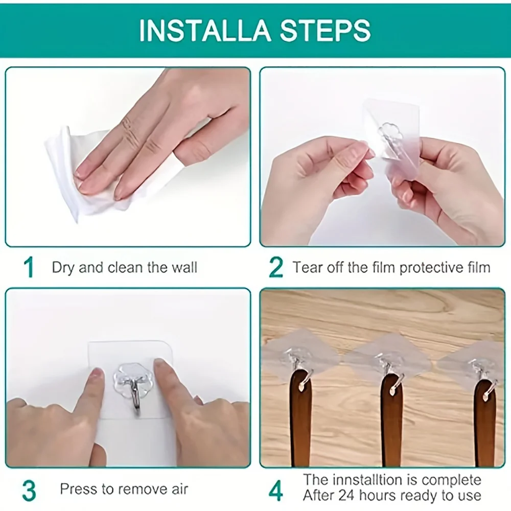 30 Uds ganchos adhesivos de acero inoxidable fuerte autoadhesivo colgadores de pared gancho para cocina baño puerta pared gancho multifunción - imagen 2