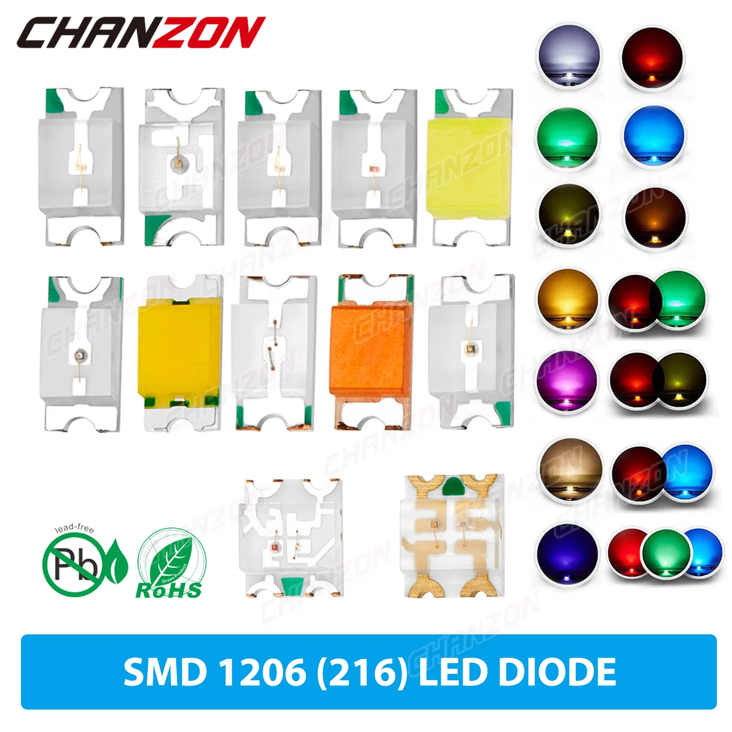 100 Uds 1206 3216 SMD LED Chip de diodo blanco cálido rojo verde azul amarillo naranja UV púrpura rosa RGB surtido de emisores multicolores - imagen 2