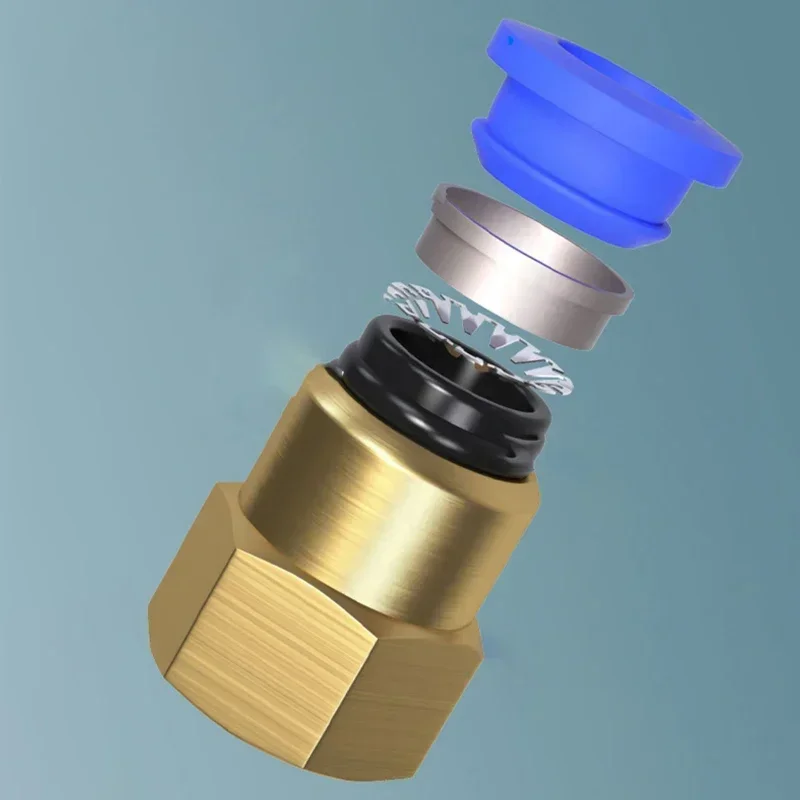 10 Uds. Conector de tubo de aire PCF 4 6 8 10 12mm tubo de manguera 1/8 "3/8" 1/2 "BSP 1/4 "conector neumático de latón de hilo femenino junta rápida - imagen 5