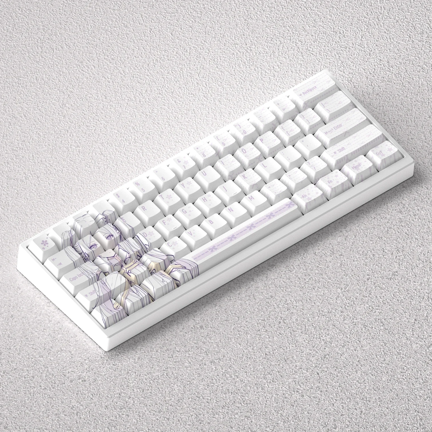 Teclas de 73 teclas Frieren PBT Dye Sub Cherry Blue Anime Comic White para teclado mecánico 60% 65% 68% GK61 Anne Pro2 Akko Fun60