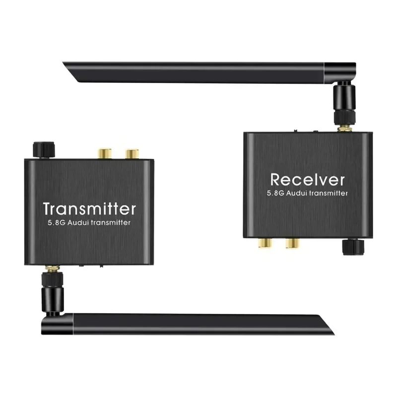Receptor y transmisor de 50m y 2,4 GHz, adaptador de Audio inalámbrico de 5,8G, sistema de sonido con Control de volumen para altavoz subwoofer RCA R/L de 3,5mm - imagen 5