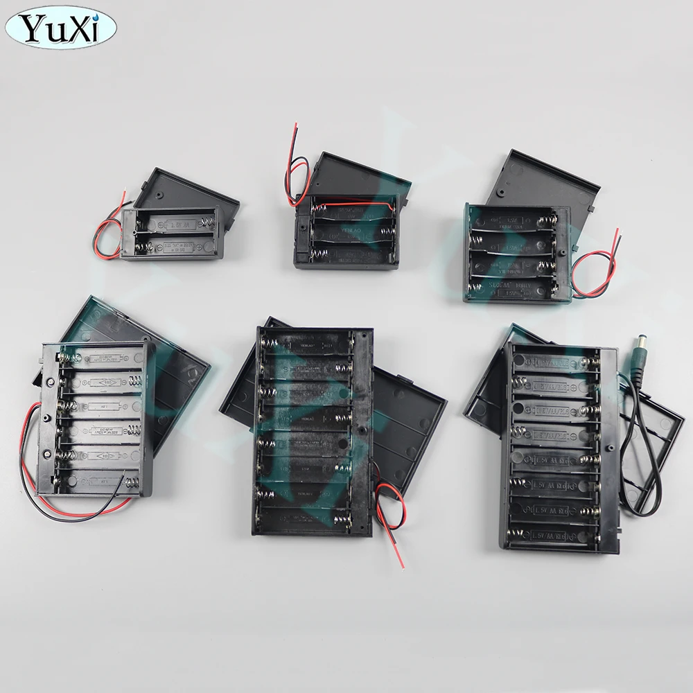 Caja de batería AA con 2/3/4/5/6 ranuras, soporte de batería AA de 1,5 V, 14500 cables AA DIY con 1 2 3 4 ranuras, conectar cables negros y rojos, 1 ud. - imagen 3