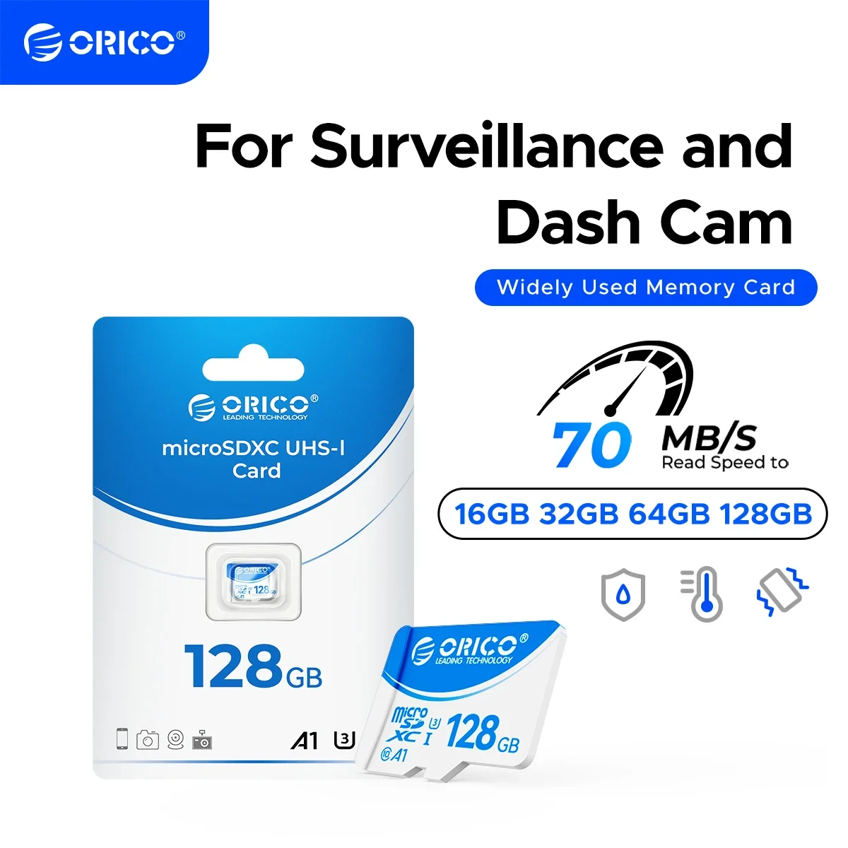 Tarjeta de memoria ORICO T3 128GB microSDXC UHS-I, lectura de 70 MB/s, escritura de 60 MB/s, reducción 4K UHD, U3, Class10, V30, A1, Micro SD - imagen 2