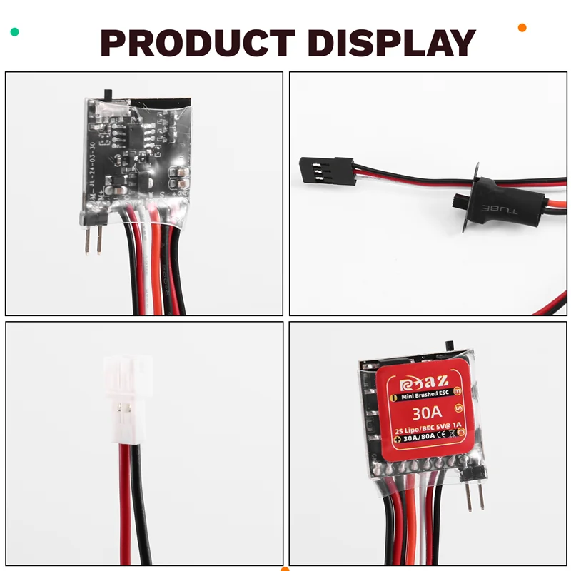Top-Micro ESC 30A controlador de velocidad eléctrico cepillado 2S 4-8V para DIY Mini 1/16 1/18 1/24 RC coche barco tanque - imagen 4