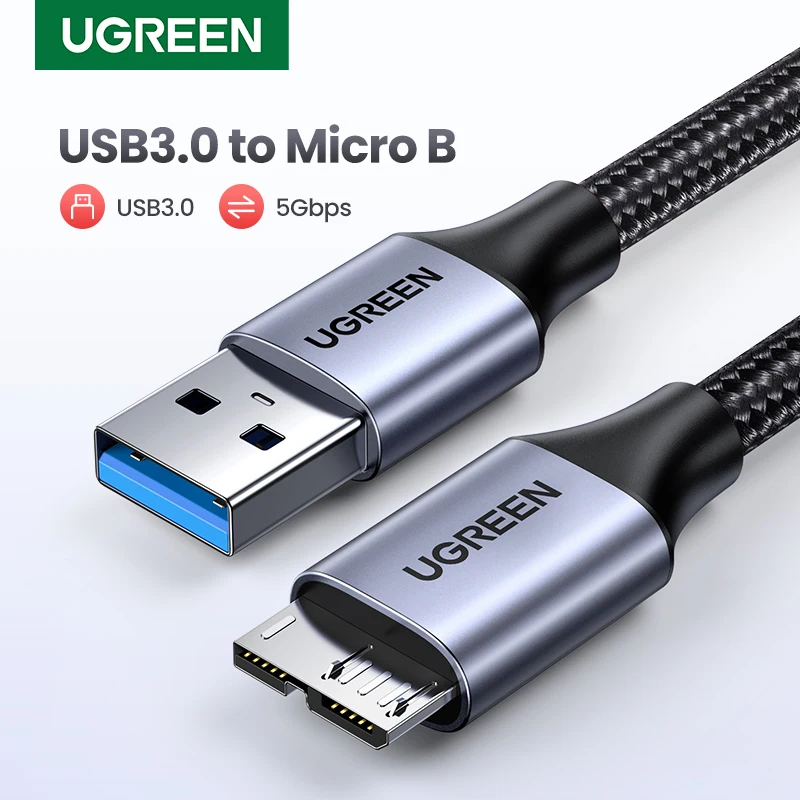 Ugreen-Cable de datos de carga rápida para teléfono móvil, Micro USB 3,0, 3A, 1M, para Samsung Note 3, S5, Toshiba, disco duro