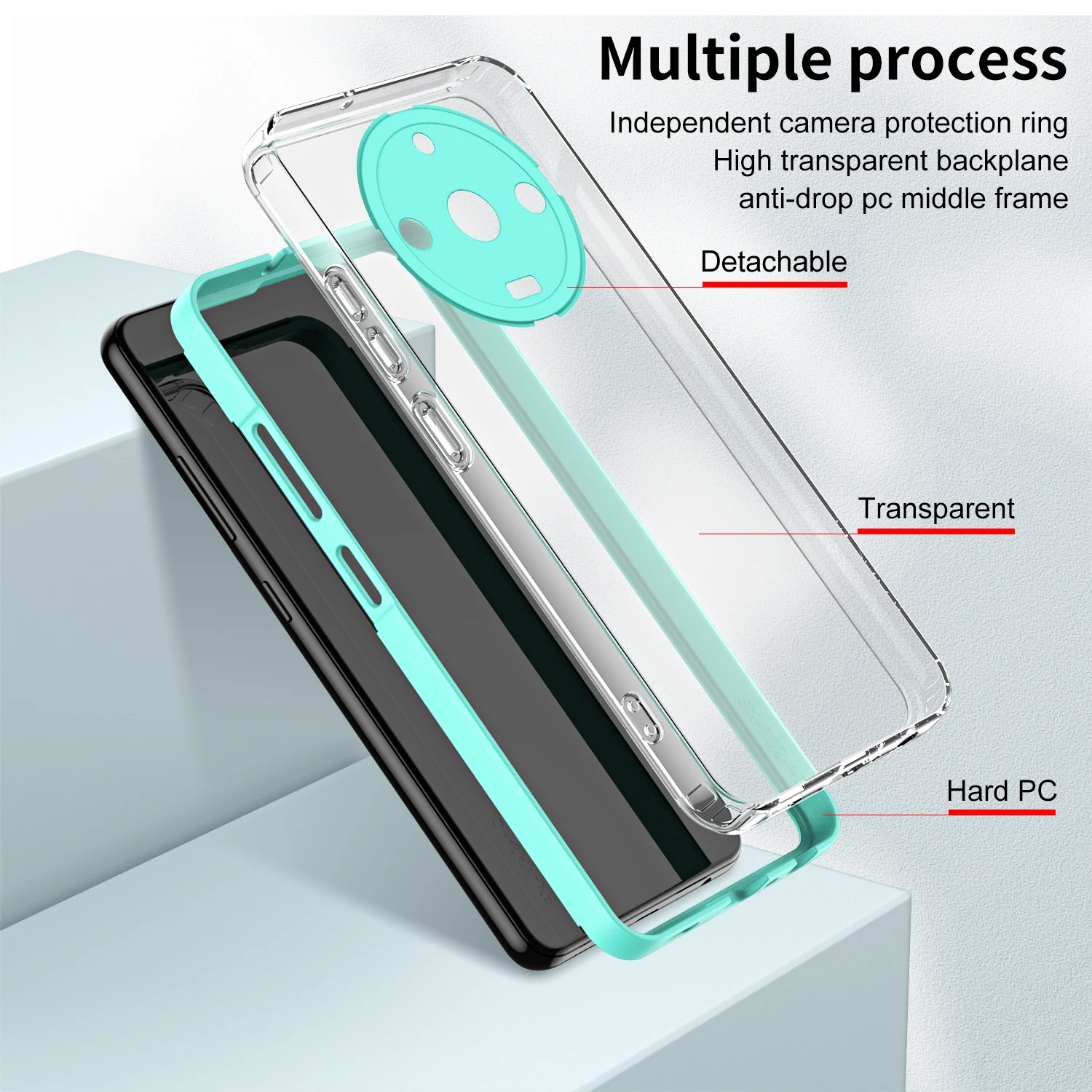 Funda protectora transparente para móvil, carcasa dura de PC + TPU 3 en 1 para OPPO Realme 11 Pro Plus, 11Pro 10