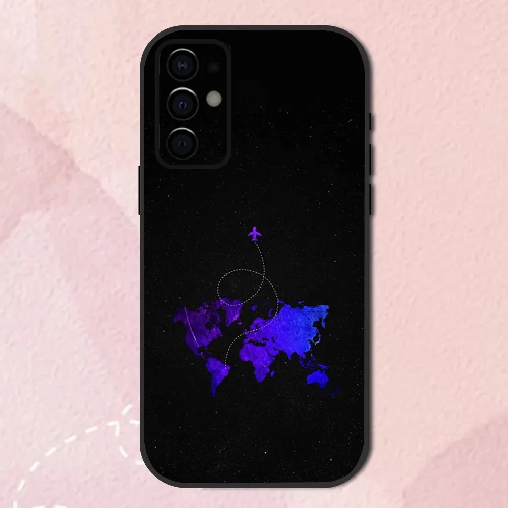 Funda de teléfono de viaje Art w-world Map para Samsung S24,S21,S22,S23,S30,Ultra,S20,Plus,Fe,Lite,Note,10,9,5G, carcasa suave negra - imagen 5