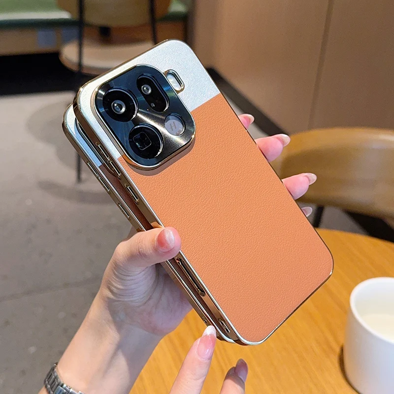 Para OPPO Find X9 Pro funda de lujo de cuero PU revestimiento de piel funda protectora trasera para Find X9 X8 Pro X8 Ultra X8S + carcasa de teléfono - imagen 4