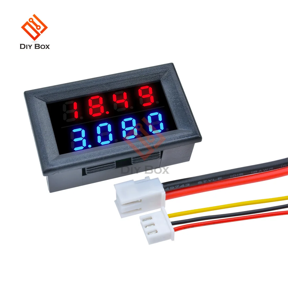 Medidor de voltaje de corriente Digital de alta precisión, Detector LED azul y rojo, Amp, voltímetro, amperímetro, pantalla Dual de 100 pulgadas, CC de 0,56 V, 10A - imagen 2