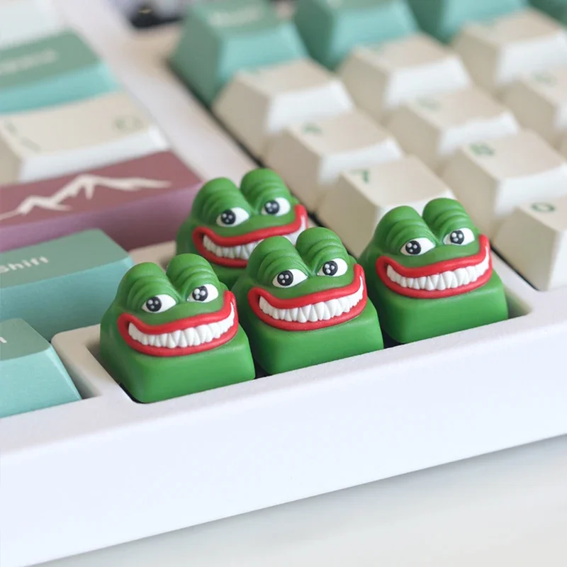 Sad Frog-Tapa de teclado artesanal, personalizada, de resina, hecha a mano, accesorios de teclado mecánico, Cherry MX - imagen 2