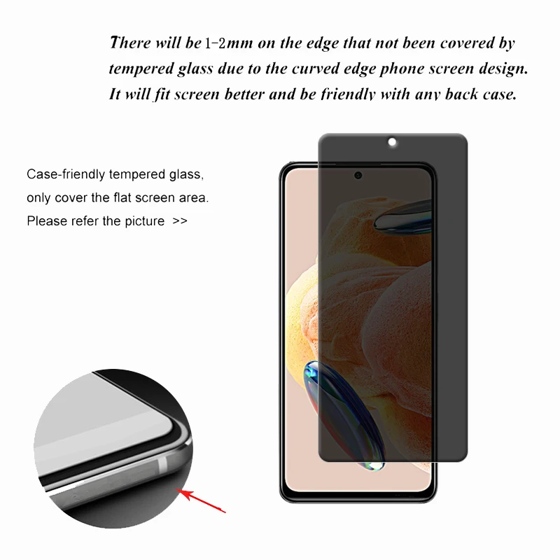 Protector de pantalla para Xiaomi Redmi Note 12 Pro, cristal antiespía 9H, 4G, 4G - imagen 3