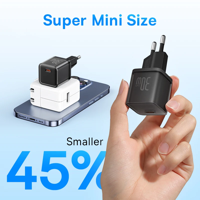 Baseus 30W GaN cargador de teléfono para iPhone 16 15 14 13 12 Pro Max cargador USB C soporte PD QC PPS carga rápida para ordenador portátil - imagen 3