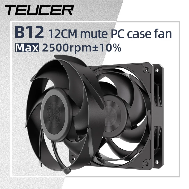 Teucer B12 12cm ventilador con cubierta de PC 12V 4PIN PWM Max 3000rpm patrón de CD diseño de hoja de ventilador anular más estable más silencioso para refrigeración de CPU