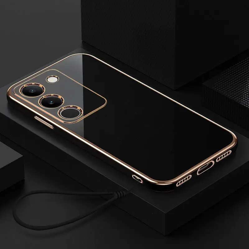 Para Vivo V29e V30 lite 4G funda de teléfono Vivo Y200 Y200e V40 SE V30 SE Y100 4G IDN T2 T3 cubierta trasera chapada - imagen 4