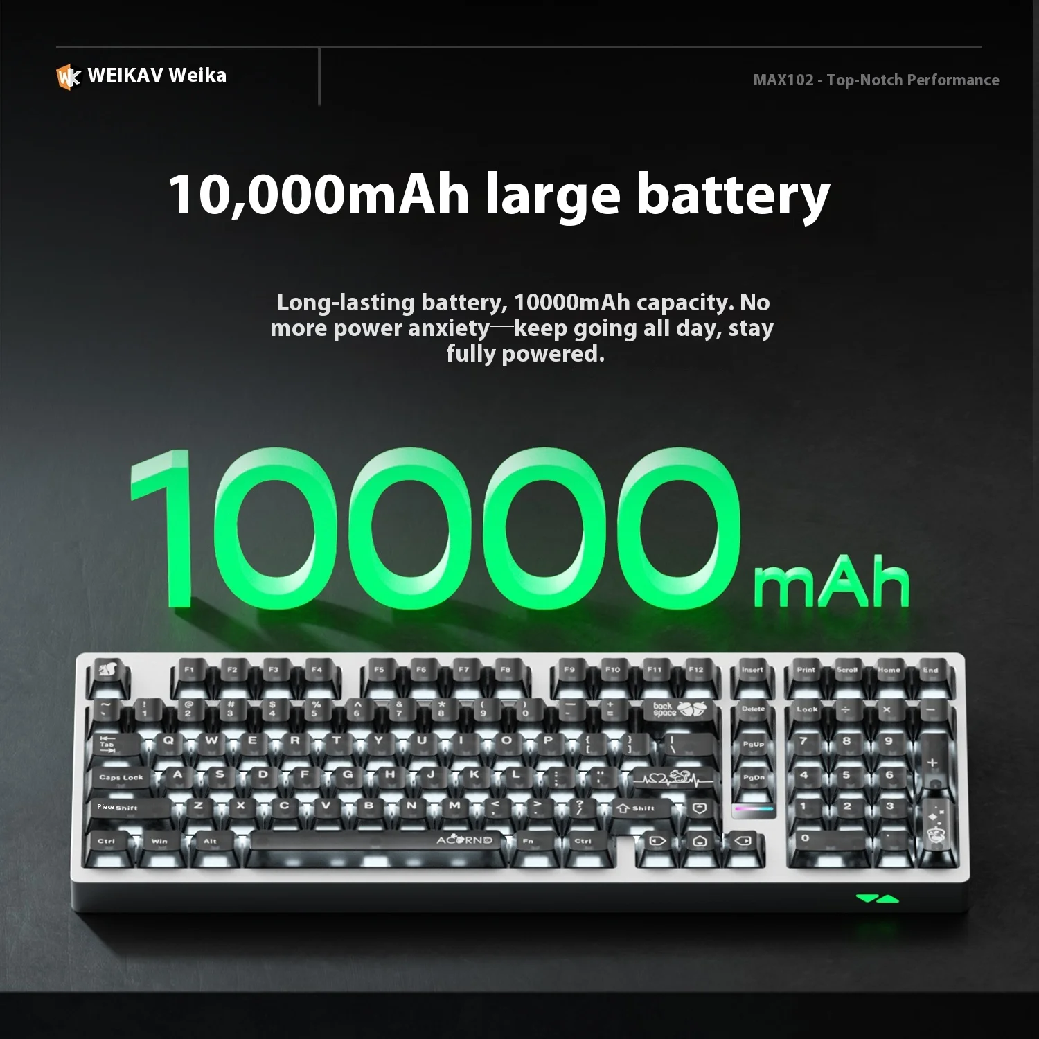 WEIKAV MAX102 Teclado mecánico inalámbrico trimododo de aluminio 101 teclas QMK/VIA 10000mAh PC Esports teclados para juegos de portátiles - imagen 3