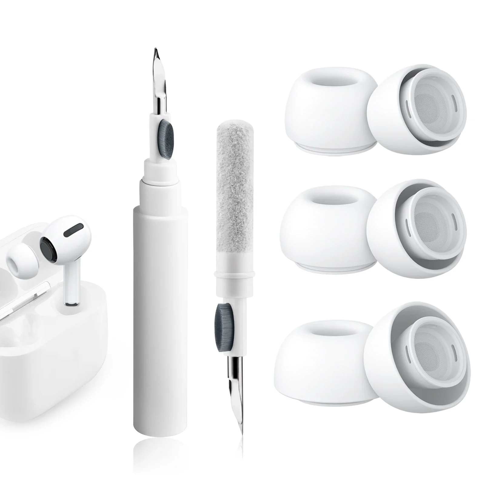 6 pares de almohadillas de silicona líquida para Airpods Pro 1 2 almohadillas reductoras de ruido tapones para los oídos de repuesto vienen con lápiz de limpieza