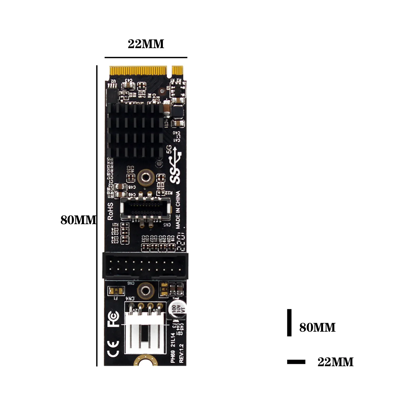 1 unidad M.2 MKEY PCIe a USB frontal 3,1 5Gb TYPE-C + tarjeta de expansión de 19/20 pines PH69 M.2 M Key accesorio Compatible con múltiples sistemas - imagen 4