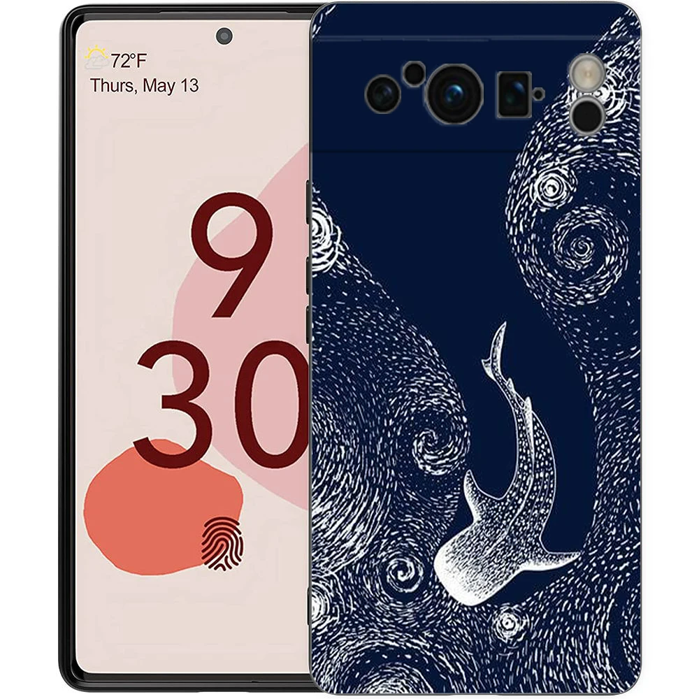 Funda de teléfono Killer Whale Orca para Google Pixel 9 8 7 6 Pro XL 8A 6A 7A 5G, funda negra de TPU suave a prueba de golpes - imagen 3