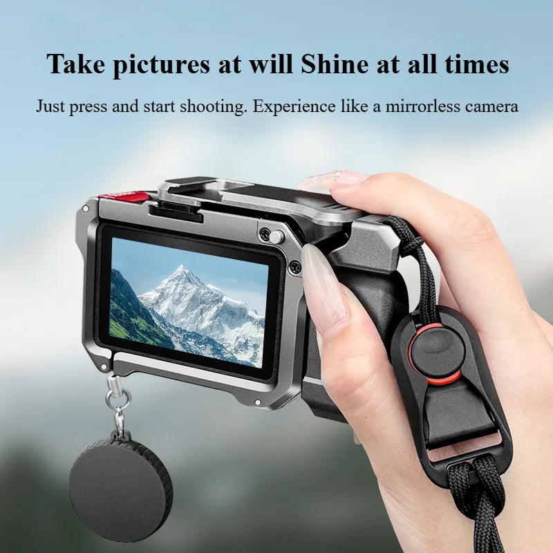 Para DJI Action 5Pro/4/3 Metal Street Photo Vlog Grip Mount Kit Metal 1/4 interfaz jaula de conejo diseño ergonómico accesorios de agarre - imagen 3