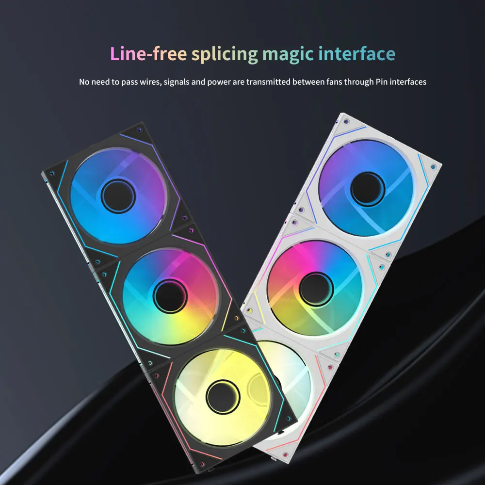 Coolcirc-ventilador con cubierta de PC sin cable, 12V/4 pines, PWM, 800-1800RPM, silencioso, 5V/3 pines, ARGB, paquete Triple, ventilador de 120mm para refrigeración por agua - imagen 5