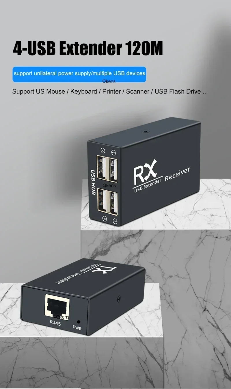 1 par extensor USB de 4 puertos 120M sobre Cable Rj45 CAT6 adaptador de concentrador USB para ordenador portátil periféricos U disco ratón teclado escáner - imagen 4