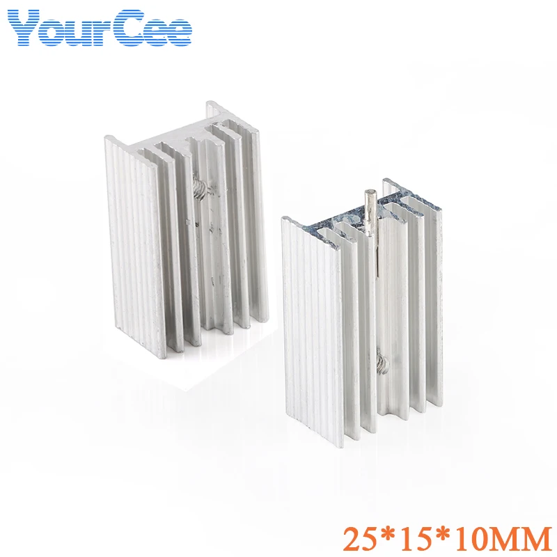 5 uds 25*15*10mm disipador de calor enfriador de aleta de refrigeración radiador disipador de calor de aluminio para Transistor TO3 TO-3 con Pin 25X15X10mm